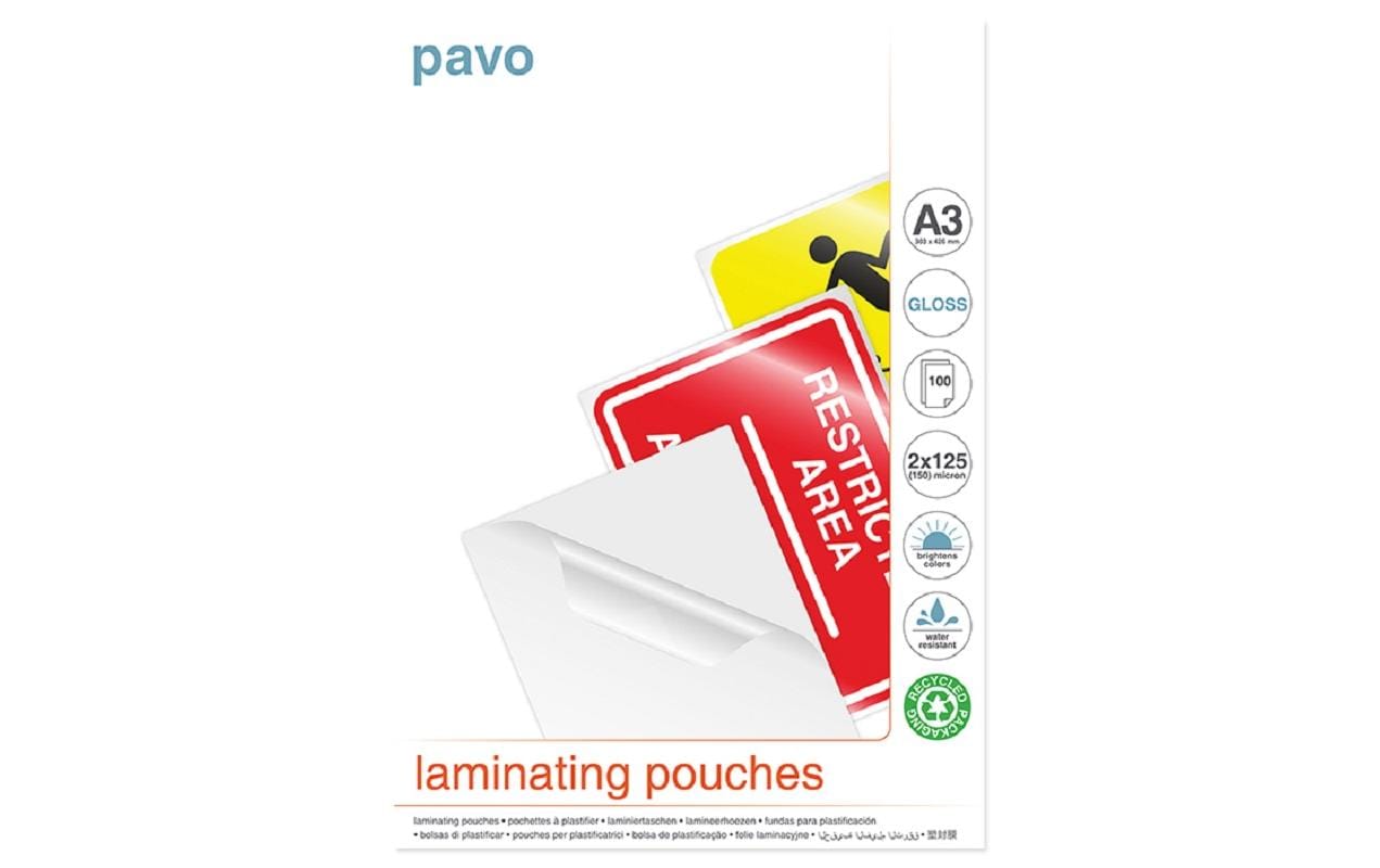 PAVO Laminierhüllen – A3, 125 µm, glänzend, 100 Stk.