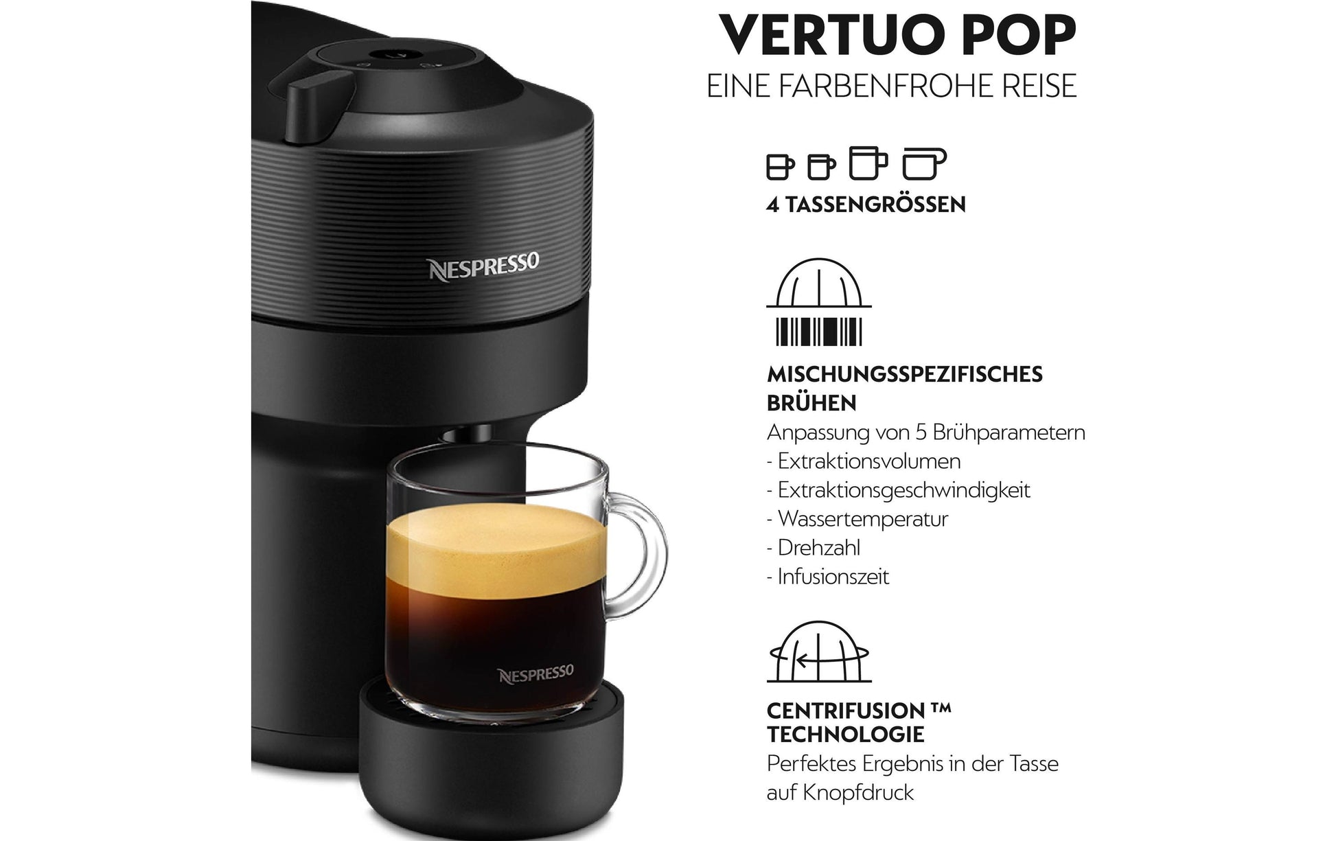 De’Longhi Vertuo Pop ENV90.B Kapselmaschine – für Nespresso-Kapseln, 560 ml, Schwarz