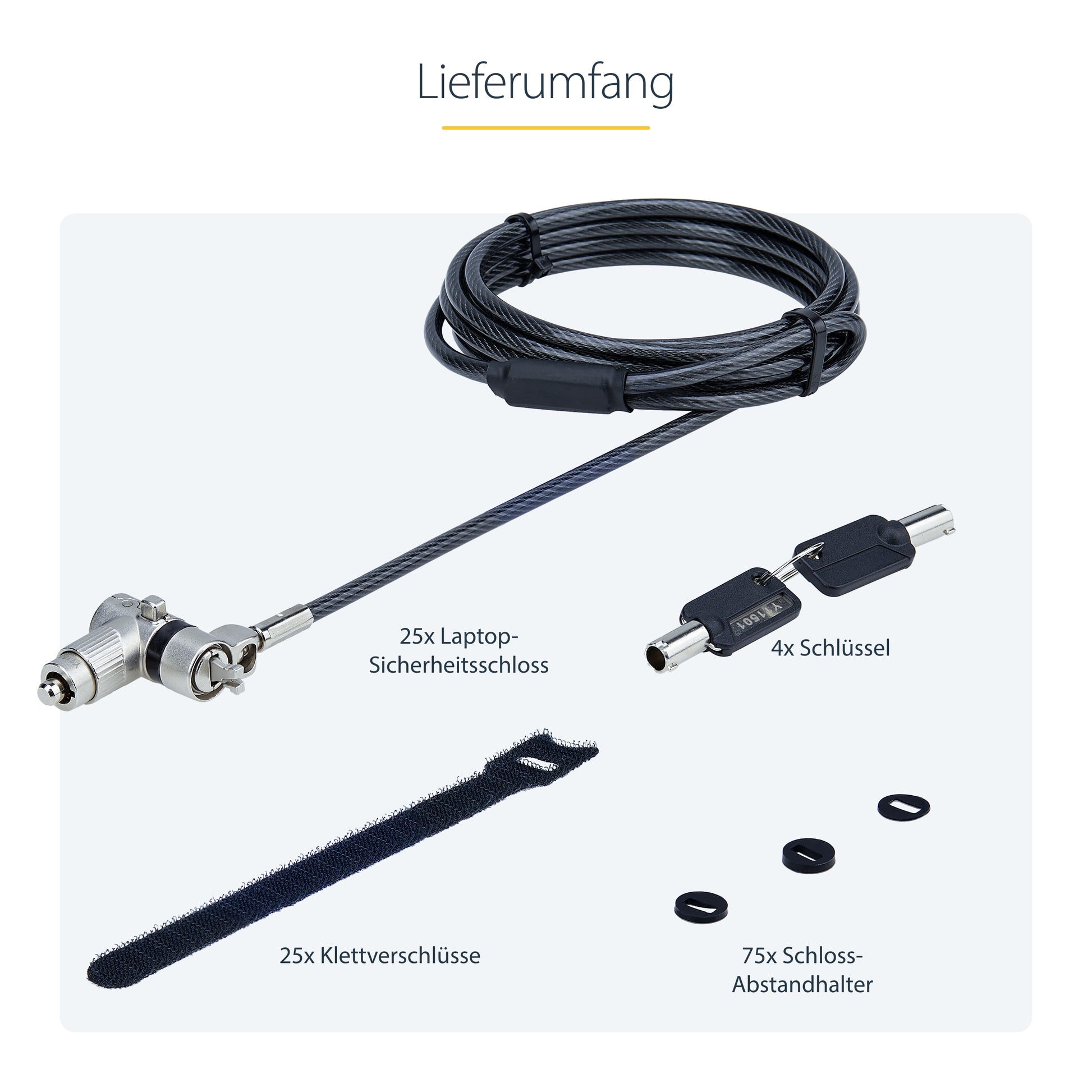 StarTech.com 25er-Pack Laptop-Kabelschloss – für Laptop – Kensington, 2 m, 4,4 mm – Schwarz