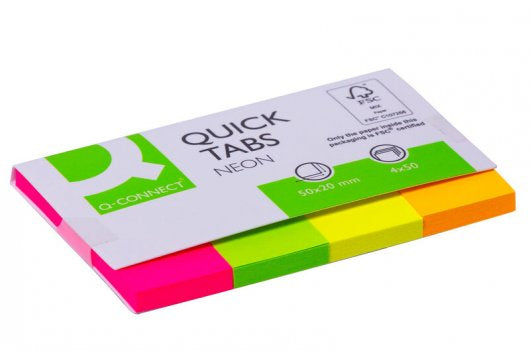 Q-Connect Seitenmarker – 20×50 mm – sortiert, 4×50 Stück, FSC