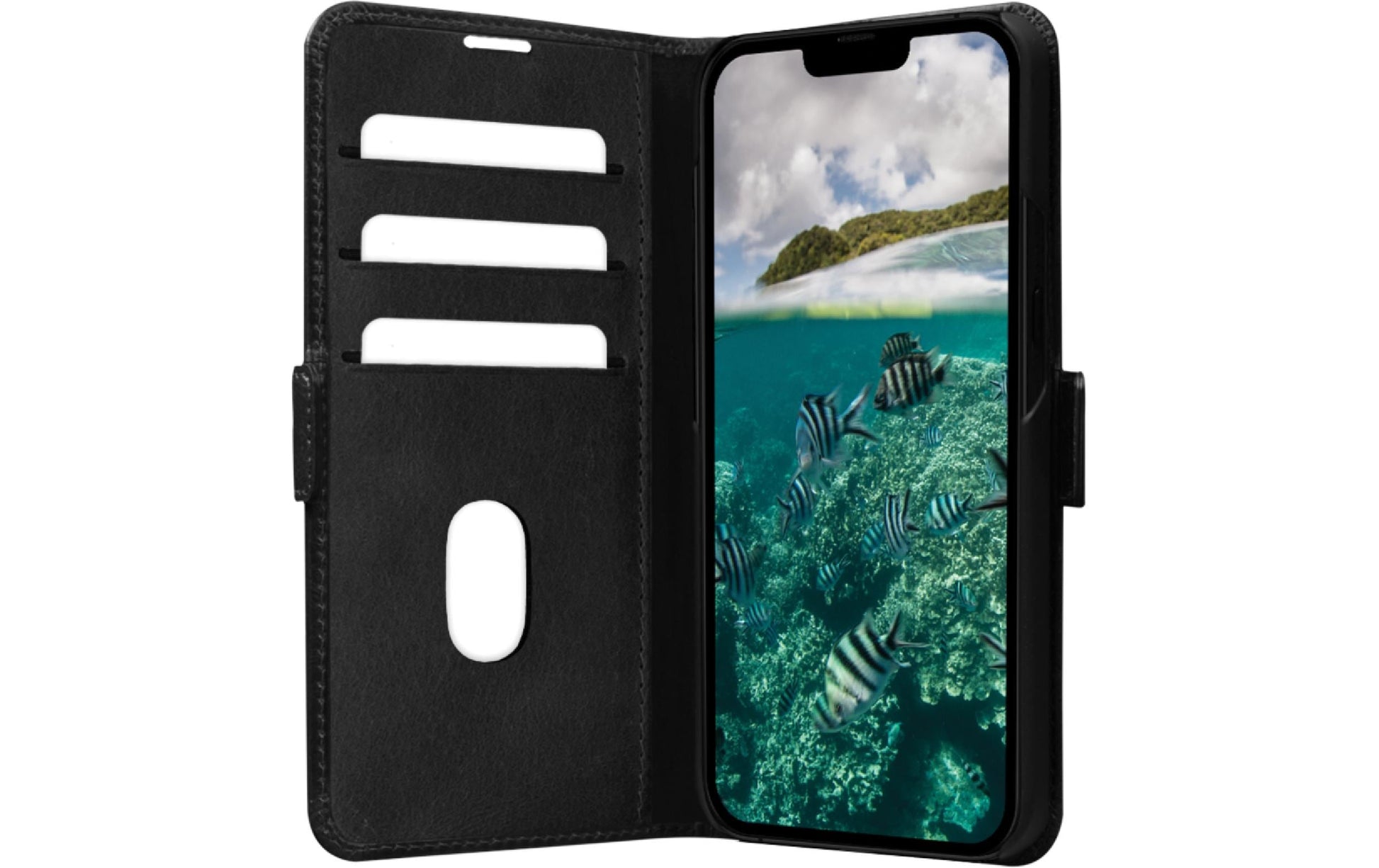 dbramante1928 Copenhagen Slim Wallethülle – für Apple iPhone 14 Plus, 3 Kartenfächer, Leder, schwarz