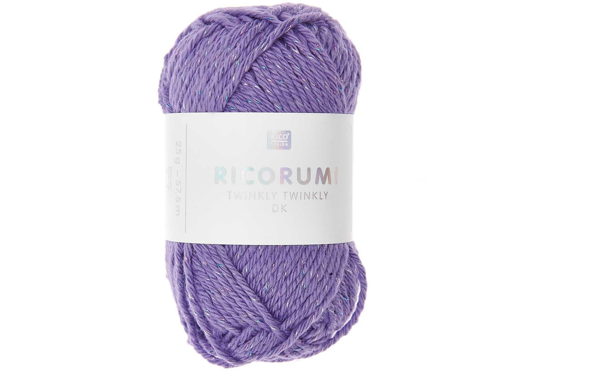 Rico Design Ricorumi Twinkly Garn Lila – 25 g, 52 m, Nadel 4 mm, 99% Baumwolle/1% Polyester, 1 Stk.