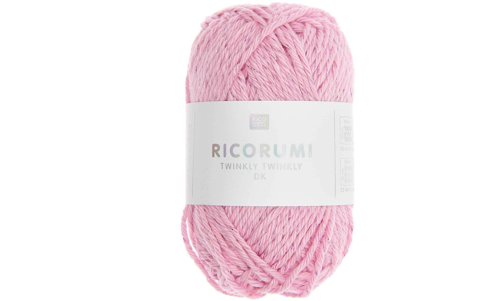 Rico Design Ricorumi Twinkly Twinkly Garn Rosa – 25 g, 52 m, Nadel 3 mm, 99% Baumwolle/1% Polyester, 1 Stk.