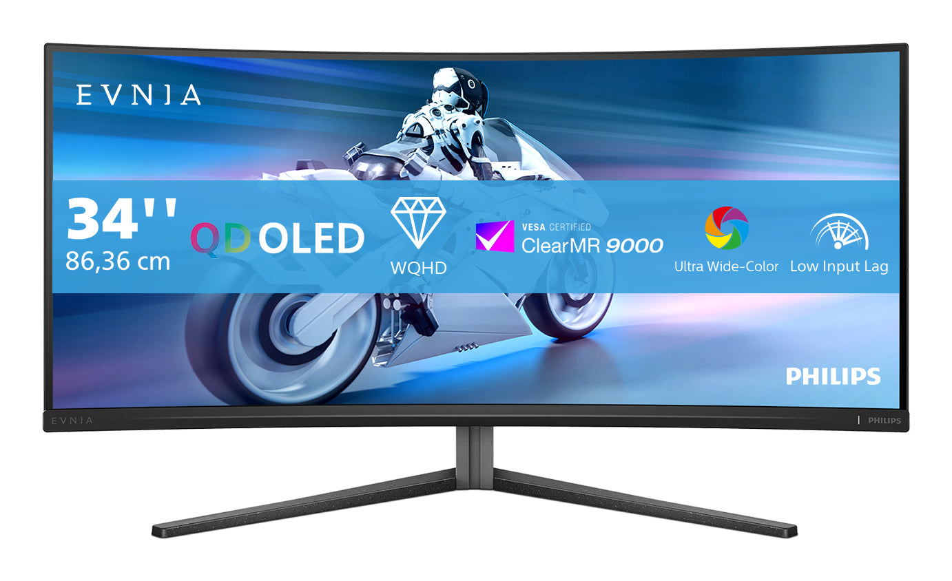 Philips Evnia 34M2C6500/00 – Monitor, 34", 450 cd/m², Gebogen, FreeSync Premium Pro, VESA 100 × 100, Weiss