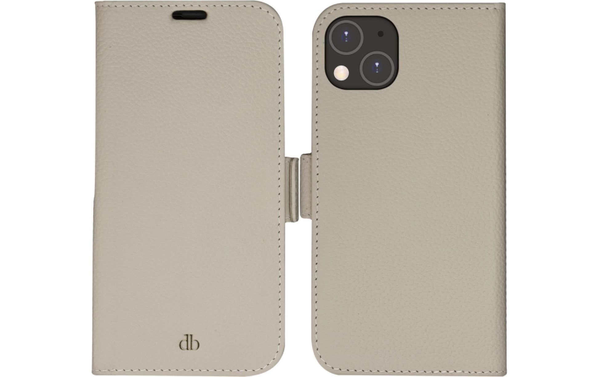 dbramante1928 Wallethülle – für Apple iPhone 14 Plus, 3 Kartenfächer, Leder, Sand, RFID-beständig