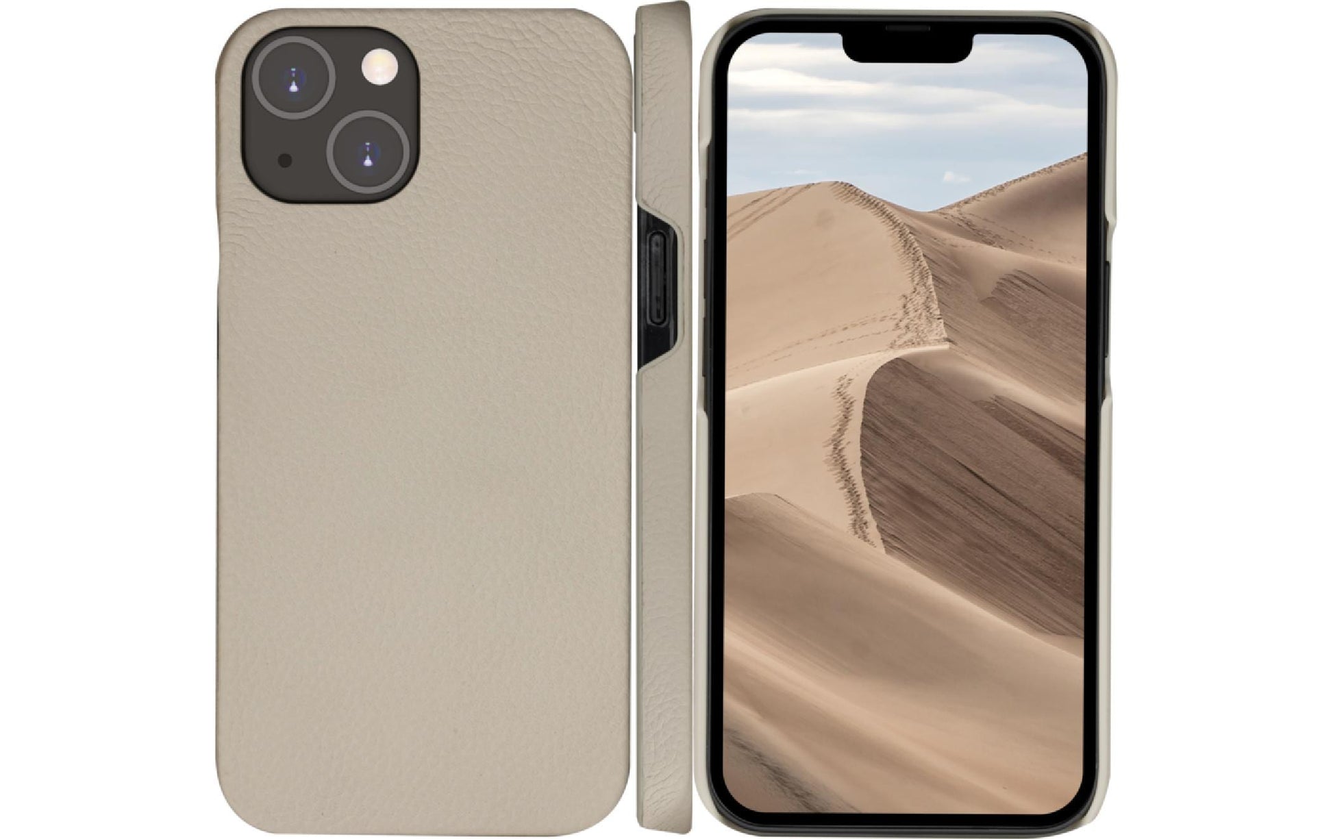 dbramante1928 Wallethülle – für Apple iPhone 14 Plus, 3 Kartenfächer, Leder, Sand, RFID-beständig
