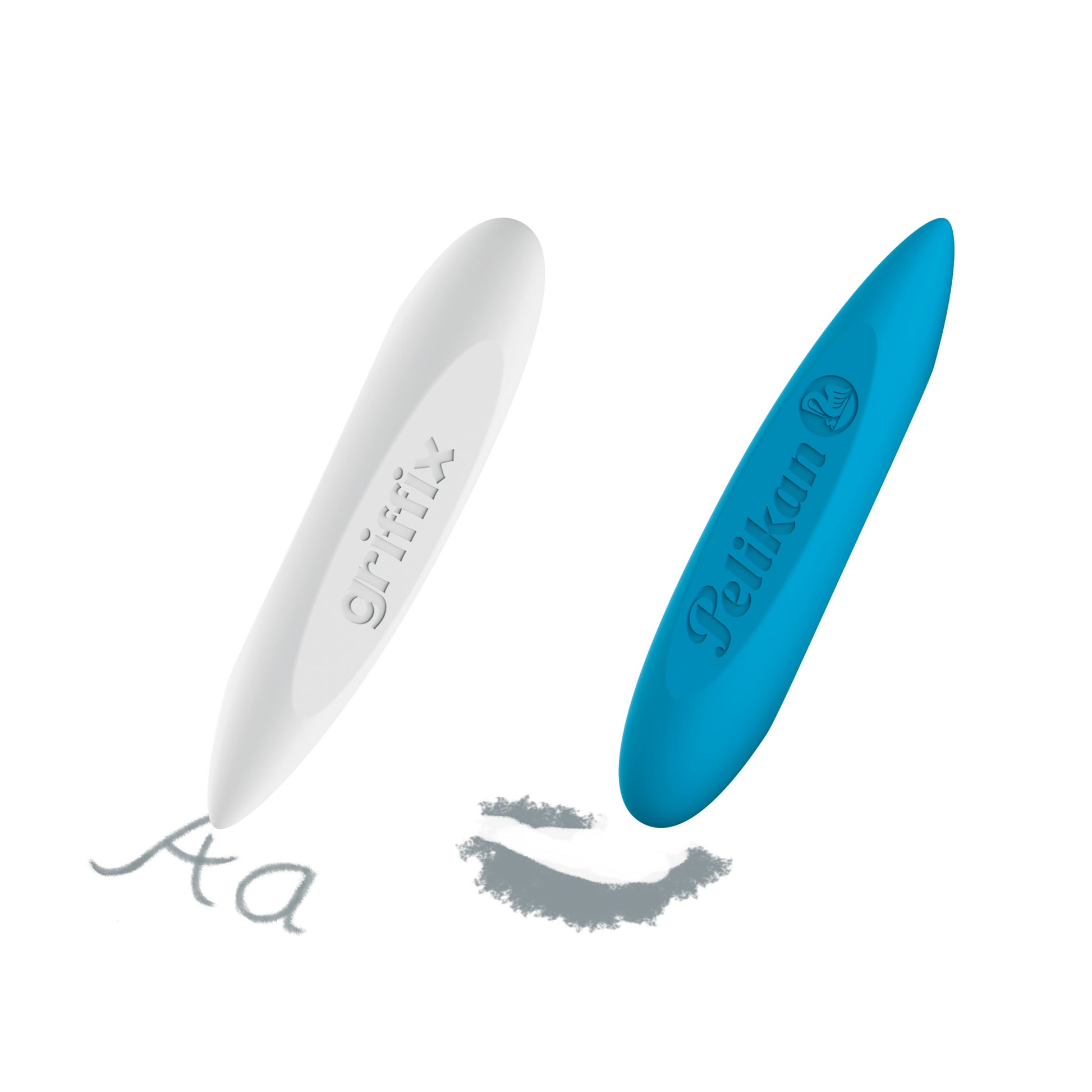 Pelikan Radierstift Griffix 605311 – Dreikantgriff, präzise & abgerundete Spitze, weiss & blau, 2 Stk.