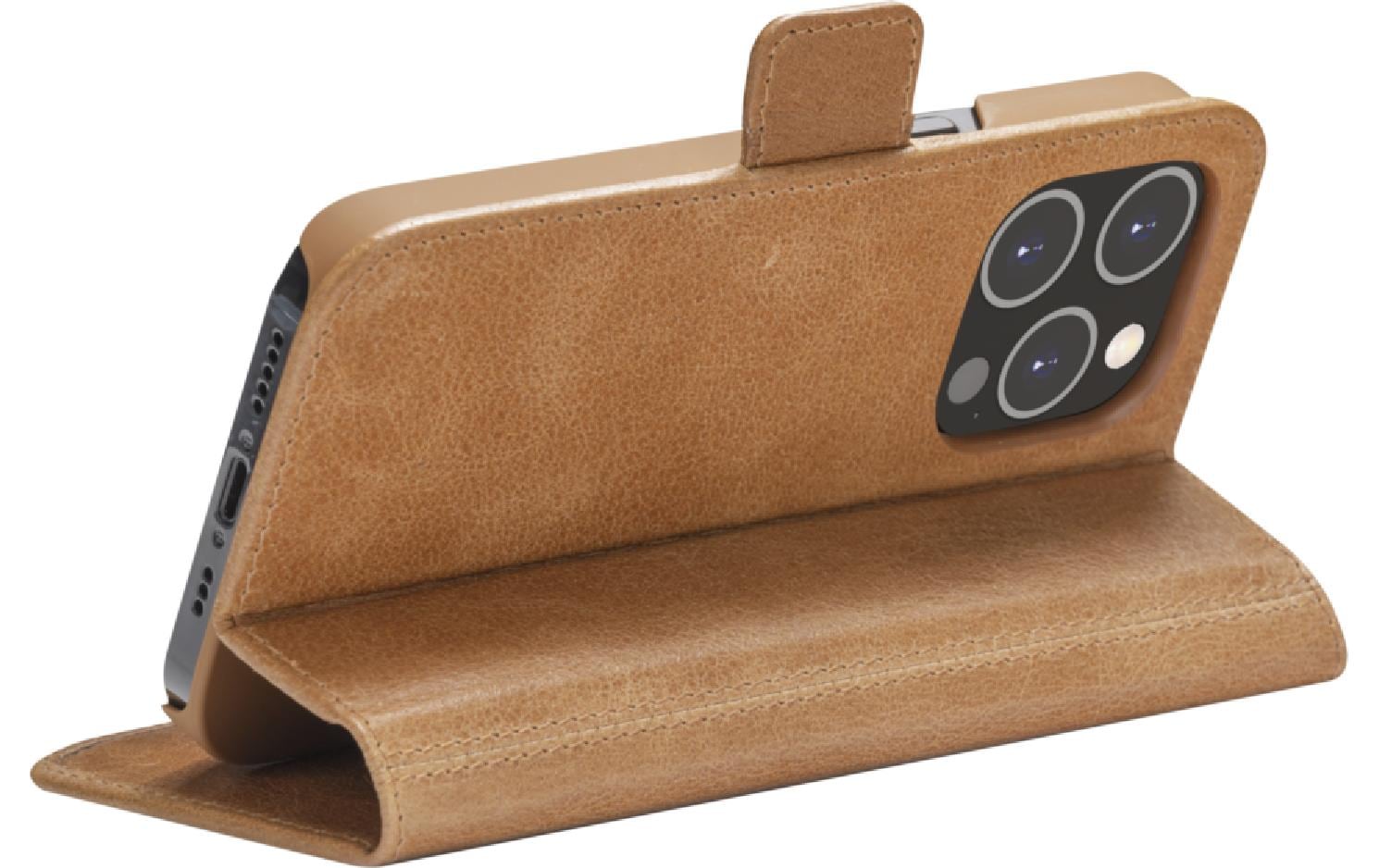 dbramante1928 Copenhagen Slim Wallethülle – für Apple iPhone 14 Pro Max, 3 Kartenfächer, Leder, Tan