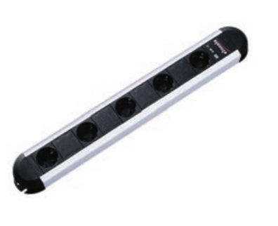 Bachmann PRIMO Steckdosenleiste – 6× Schuko (Typ F), 2 m, ohne Schalter, schwarz