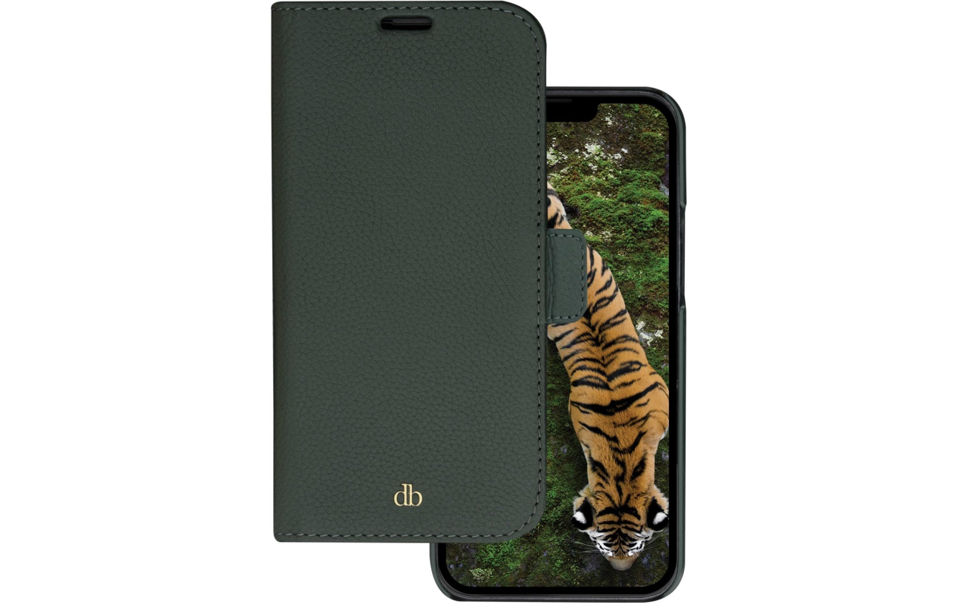 dbramante1928 Booklet-Hülle – für Apple iPhone 14 Pro Max – grün – Leder – mit Kartenfach, Magnetverschluss