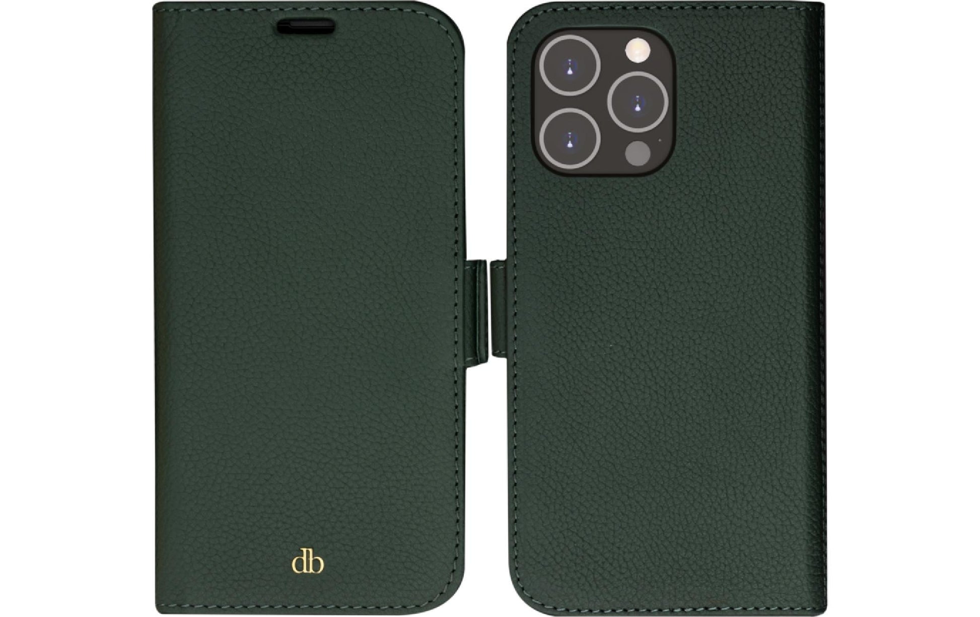 dbramante1928 Booklet-Hülle – für Apple iPhone 14 Pro Max – grün – Leder – mit Kartenfach, Magnetverschluss