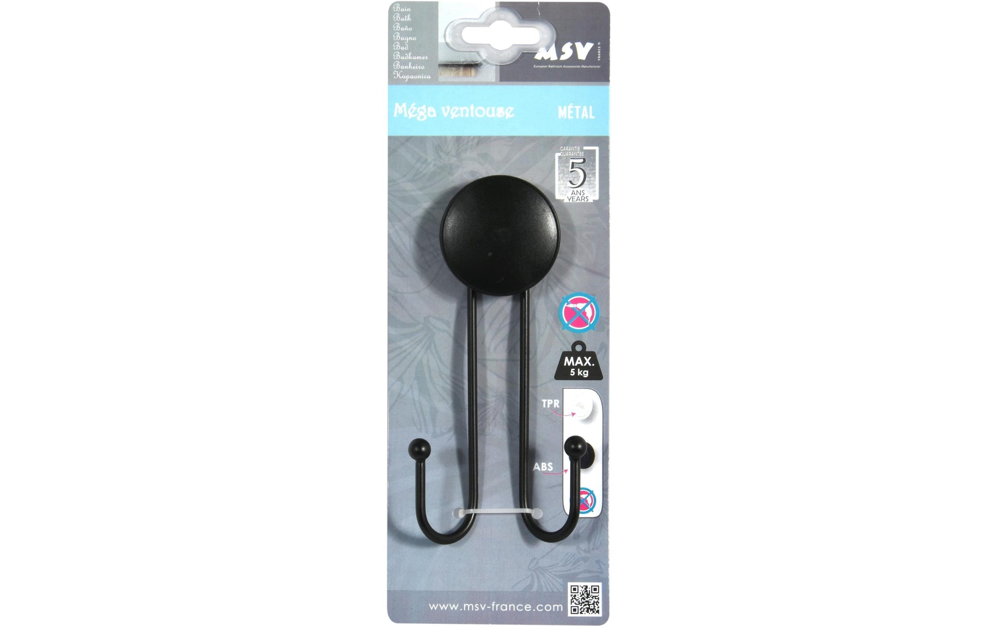 MSV Haken – Stahl, 2 kg, Saugnäpfe, 7,1×4,9×17 cm, Schwarz