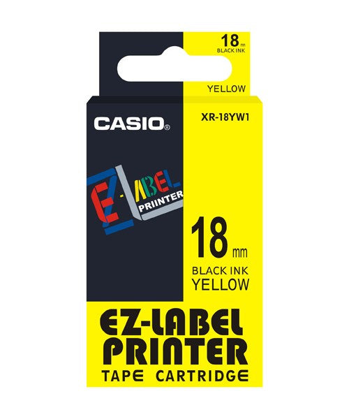 Casio Schriftband – 18 mm × 8 m, gelb, schwarz, XR