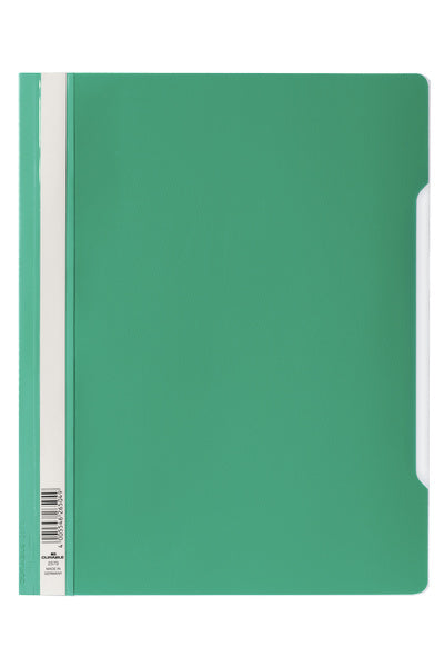 Durable Schnellhefter für A4, PVC, grün – transparenter Vorderdeckel, Beschriftungsstreifen – 1 Stk