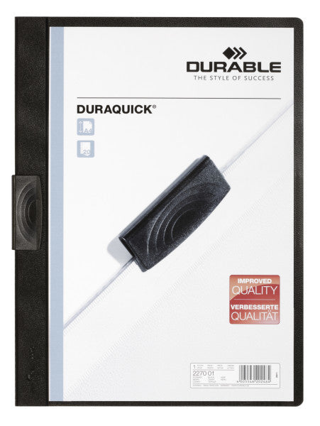 Durable Duraquick Klemmhefter für A4, Kunststoff, Rot – Transparenter Vorderdeckel – Bis 20 Blatt – 1 Stück