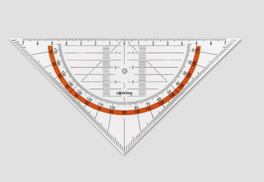 Rotring Wandtafel-Geodreieck – 16 × 16 cm, Kunststoff, transparent, Skalenfarbe schwarz, Stärke 1,5 mm