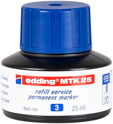 Edding Nachfülltusche MTK 25 für 21, 22, 300 + 6 weitere – geruchsarm, wasserfest, lichtbeständig, 25 ml