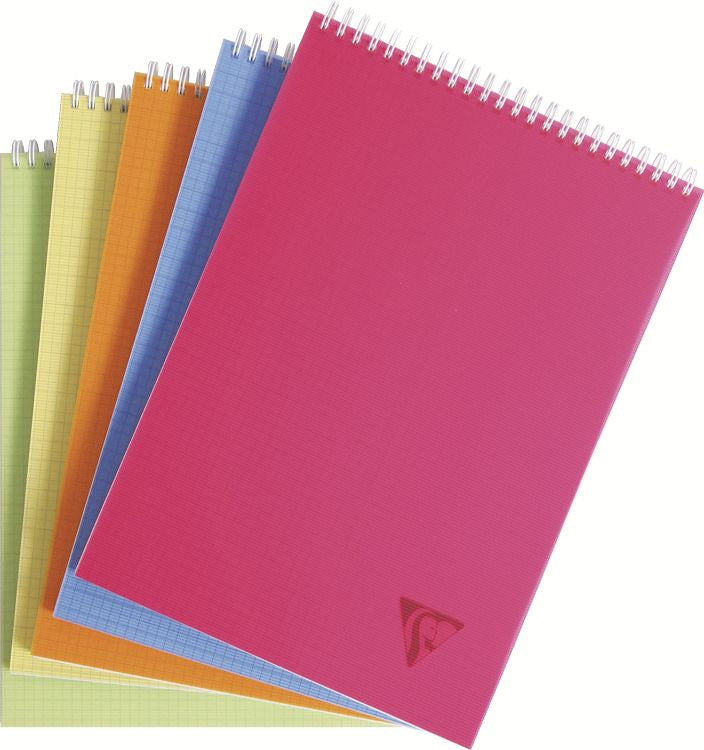 Clairefontaine Notizblock – A4 – kariert – 80 Blatt – 90 g/m² – Doppelspirale, transparenter PP-Deckel