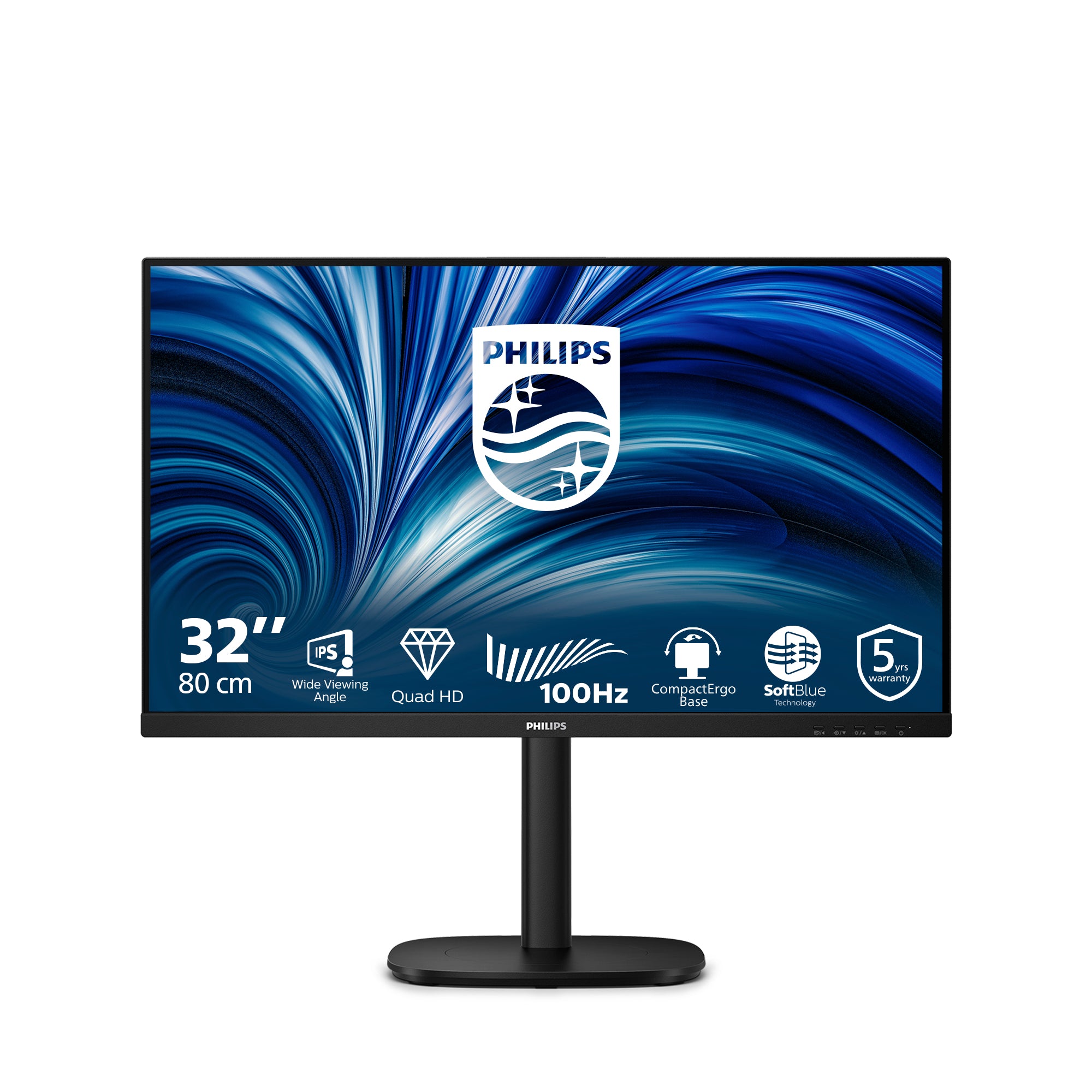 Philips 32B2N3500/00 – Monitor, 31,5", Lautsprecher, Pivot, 2× HDMI, 1× DisplayPort, USB-Hub, Schwarz