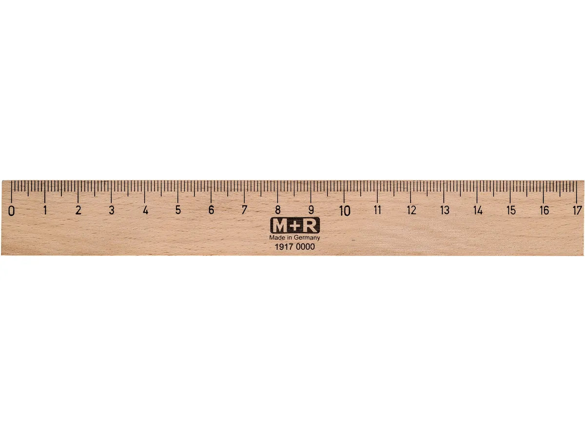 M+R Lineal – Buche – 17 cm – Metalleinlage, Aufhängeloch