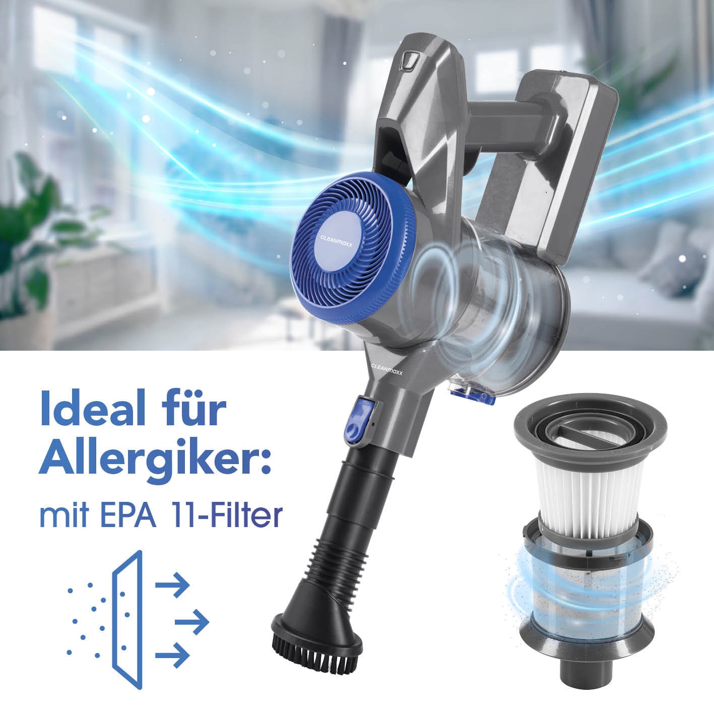 CLEANmaxx Staubsauger – 0,3 l, Akkubetrieben, 2 Stufen, 22 V
