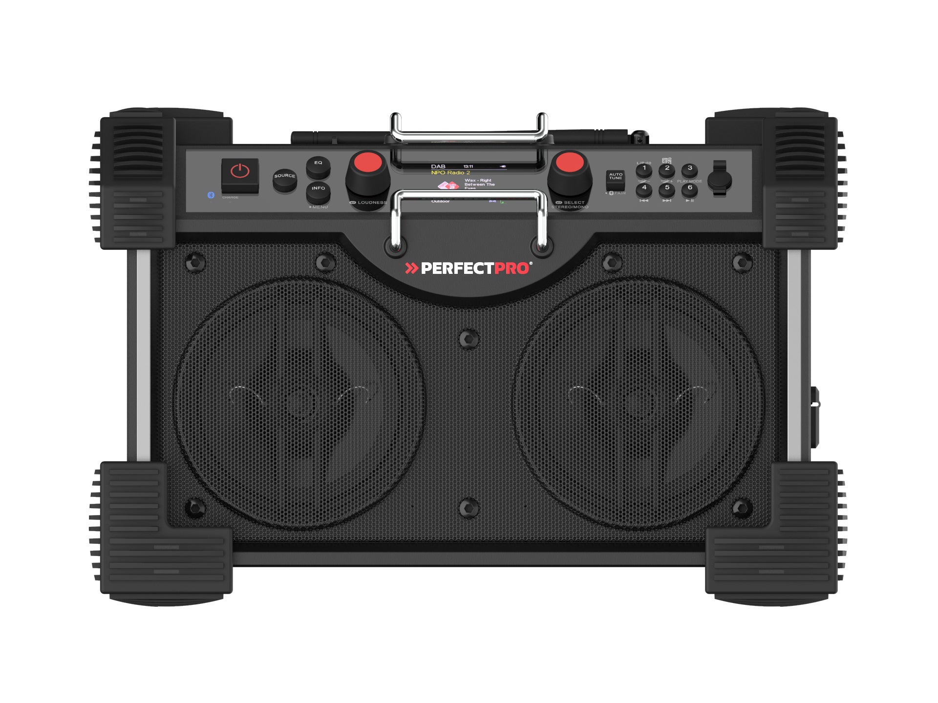 Perfectpro Rockhart RH4 – Baustellenradio – DAB+, UKW, Internetradio, Bluetooth, IP44, Akkubetrieb – Schwarz