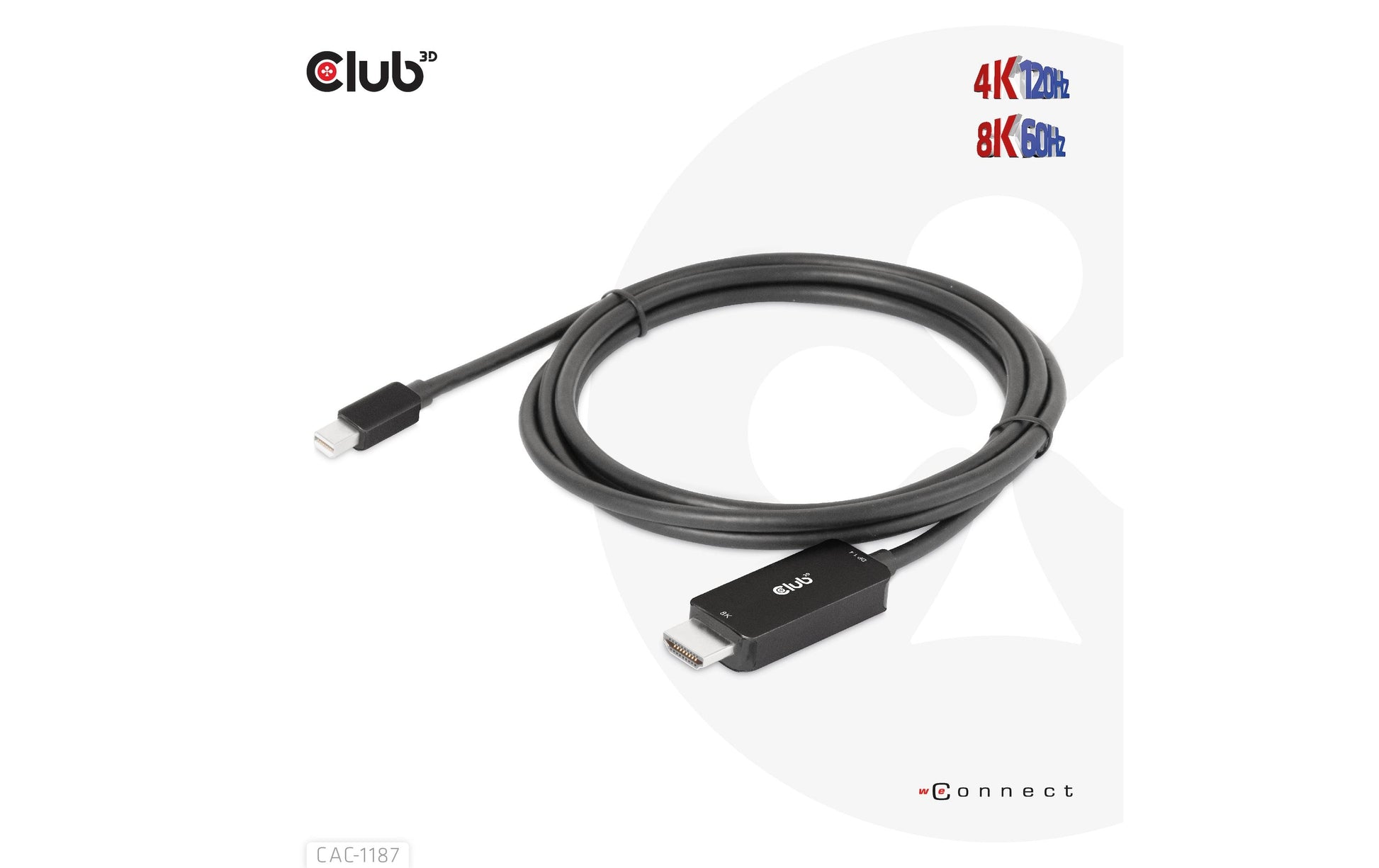 CLUB3D Mini DisplayPort auf HDMI Kabel HDMI 2.1 8K 60 Hz – 1,8 m – HDR – für Windows, Mac