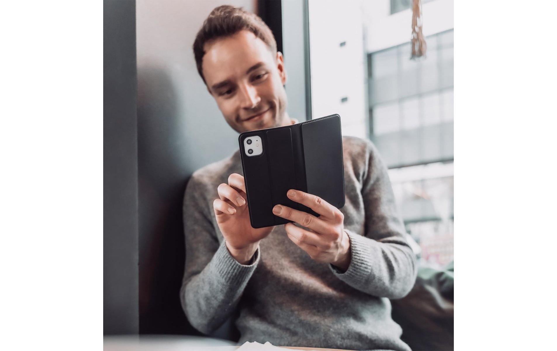 4smarts Urban Lite – Wallethülle – für Apple iPhone 14 Pro Max, mit Ständer, 1 Kartenfach, PU+TPU, schwarz