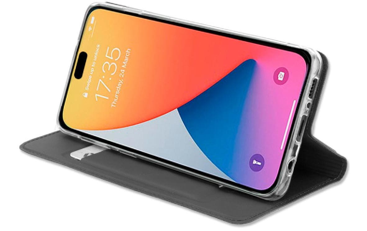 4smarts Urban Lite – Wallethülle – für Apple iPhone 14 Pro Max, mit Ständer, 1 Kartenfach, PU+TPU, schwarz