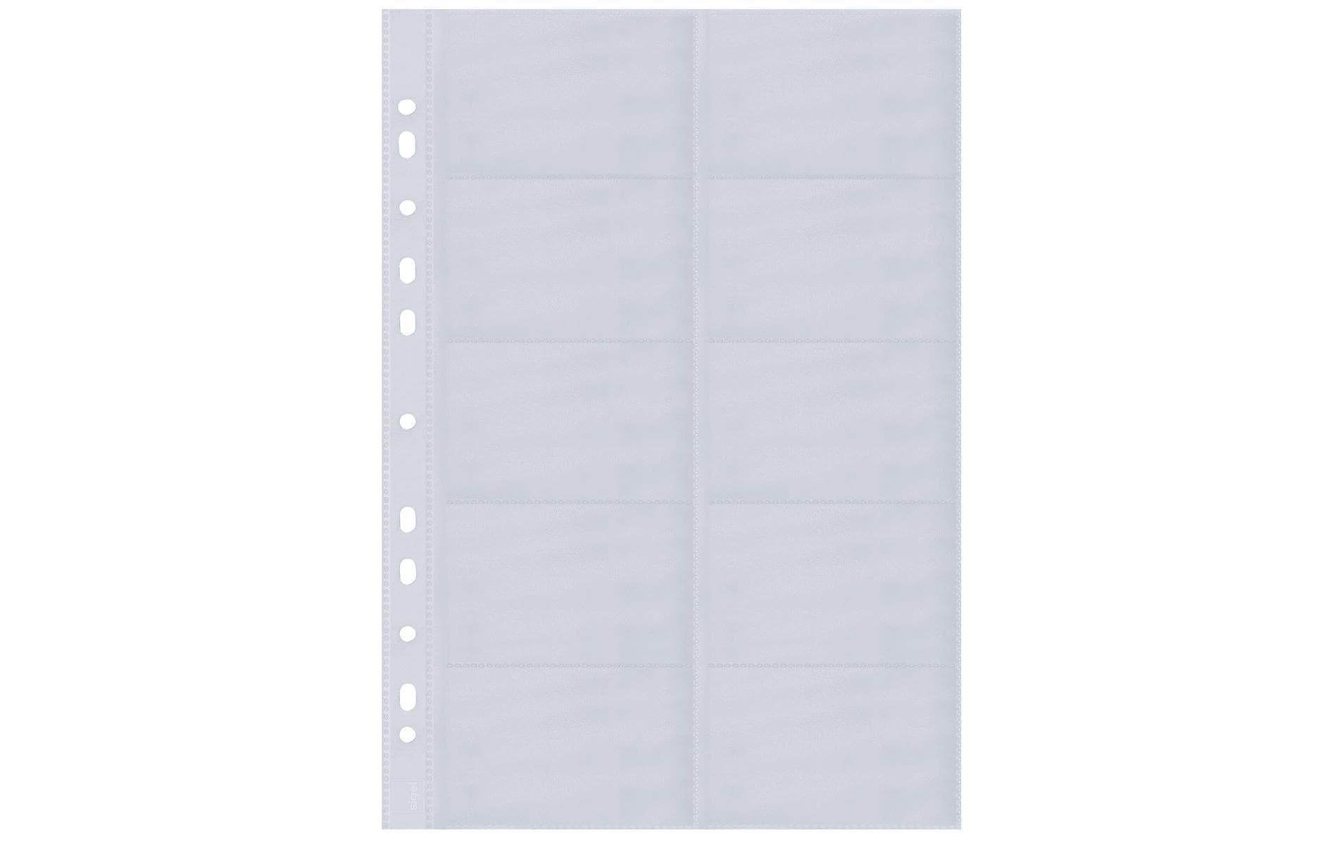 Sigel Visitenkarten-Zeigetaschen – 200 Karten, für 90 × 58 mm, transparent, Kunststoff, 10 Stück