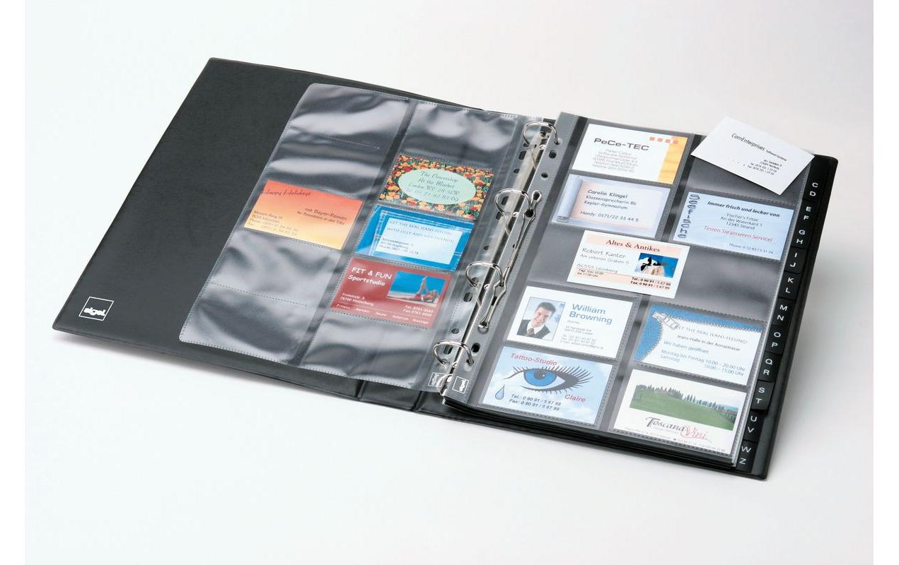 Sigel Visitenkarten-Zeigetaschen – 200 Karten, für 90 × 58 mm, transparent, Kunststoff, 10 Stück