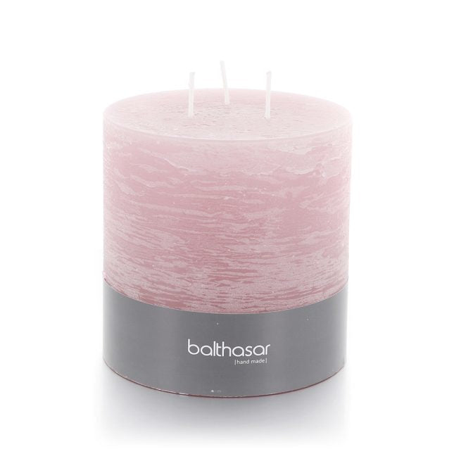 Balthasar Rustico Zylinderkerze – Ø 12 × 12 cm – altrosa, 70 h, 3-Dochte