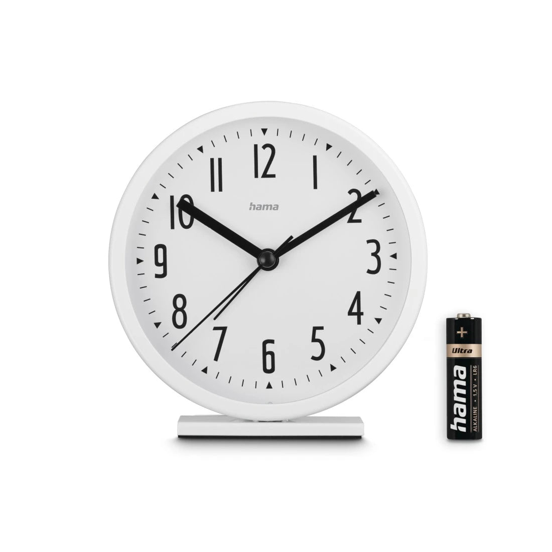 Hama Skye Wecker – Analog, lautlos, Ø 11,2 cm, weiss, Kunststoff