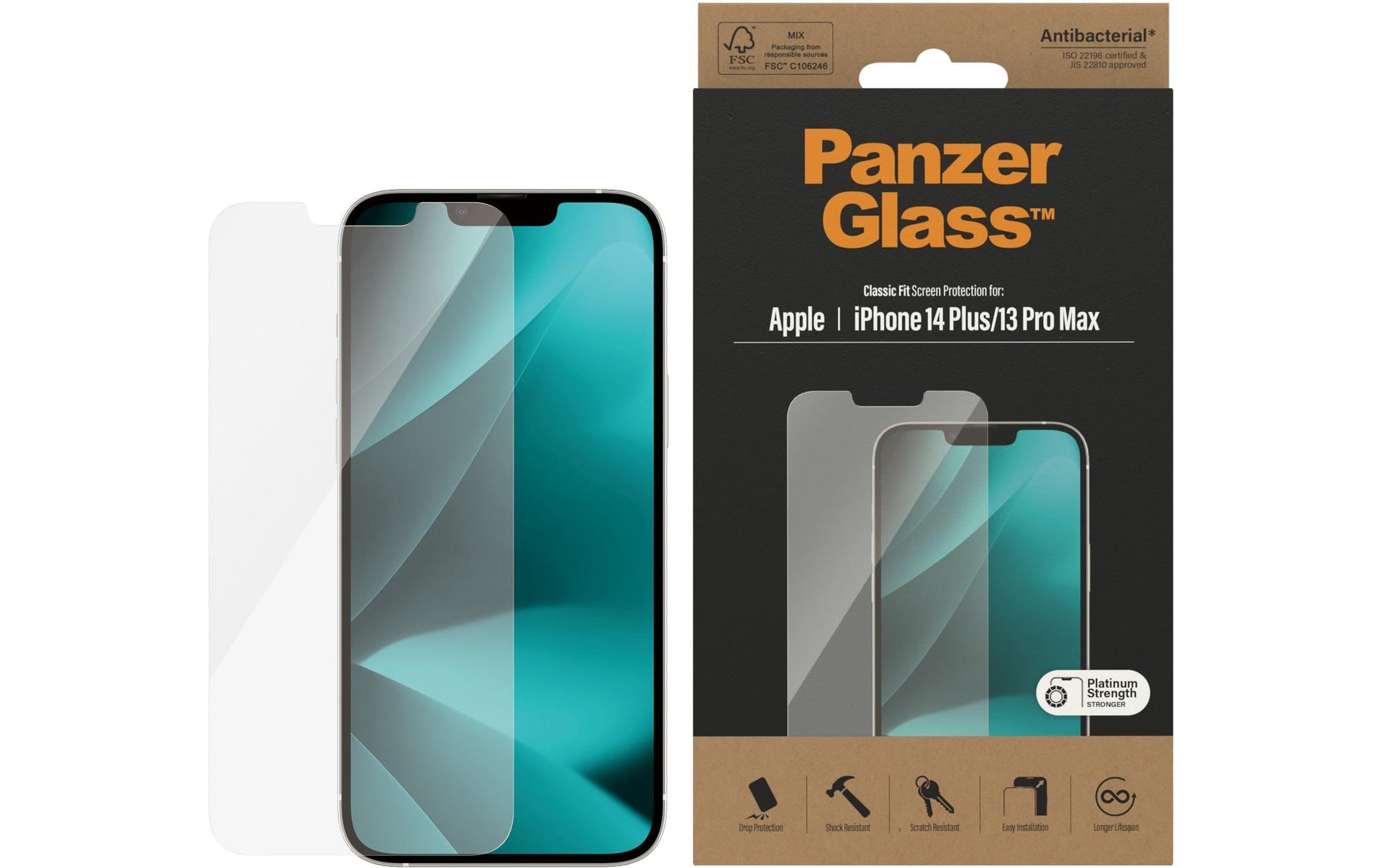 PanzerGlass Displayschutz (Panzerglas), Case Friendly – für iPhone 14 Plus/13 Pro Max
