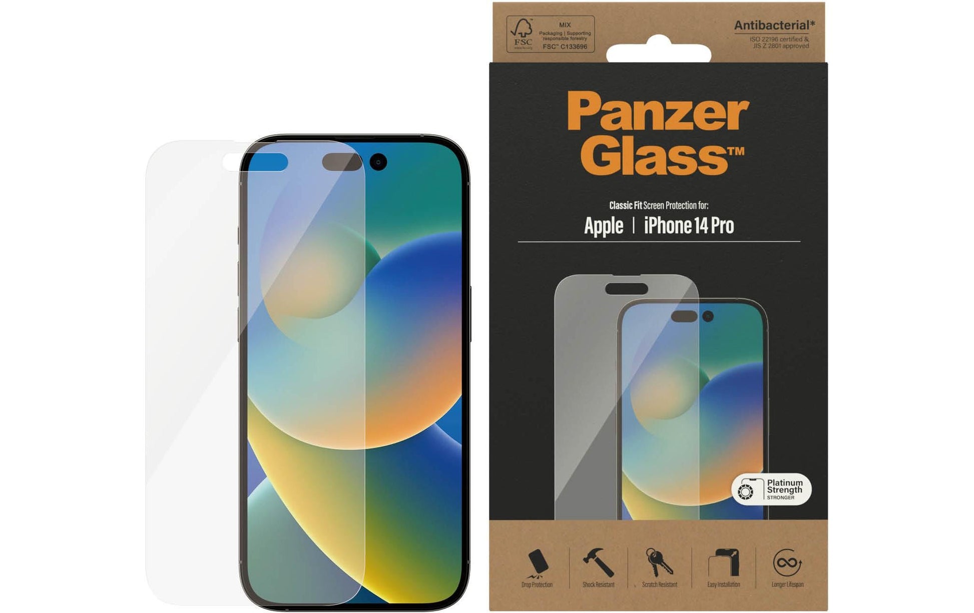 PanzerGlass Displayschutz (Panzerglas), Case Friendly – für iPhone 14 Pro