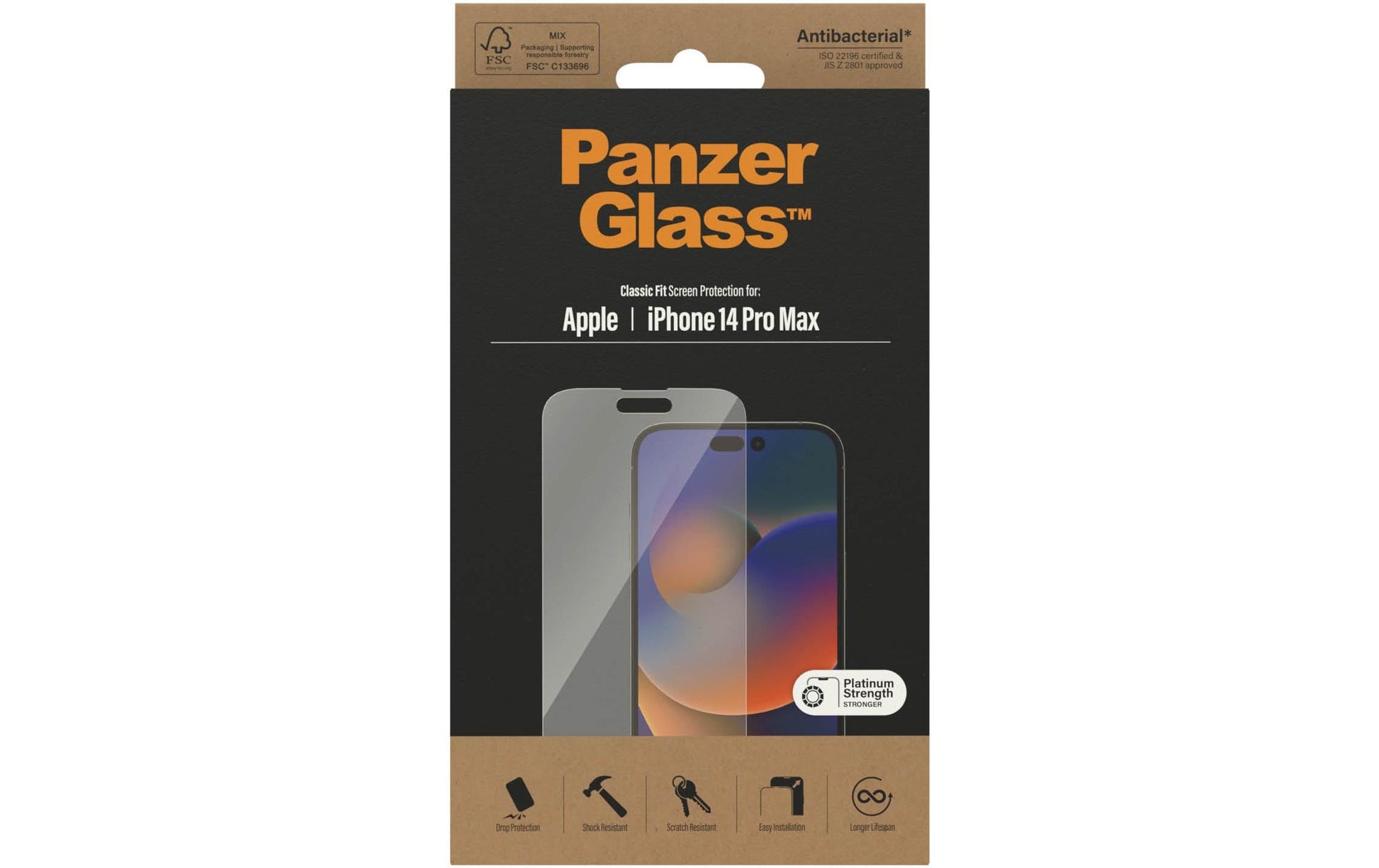 PanzerGlass Displayschutzglas – für Apple iPhone 14 Pro Max, kratzresistent, anti-Fingerprint, Hartglas