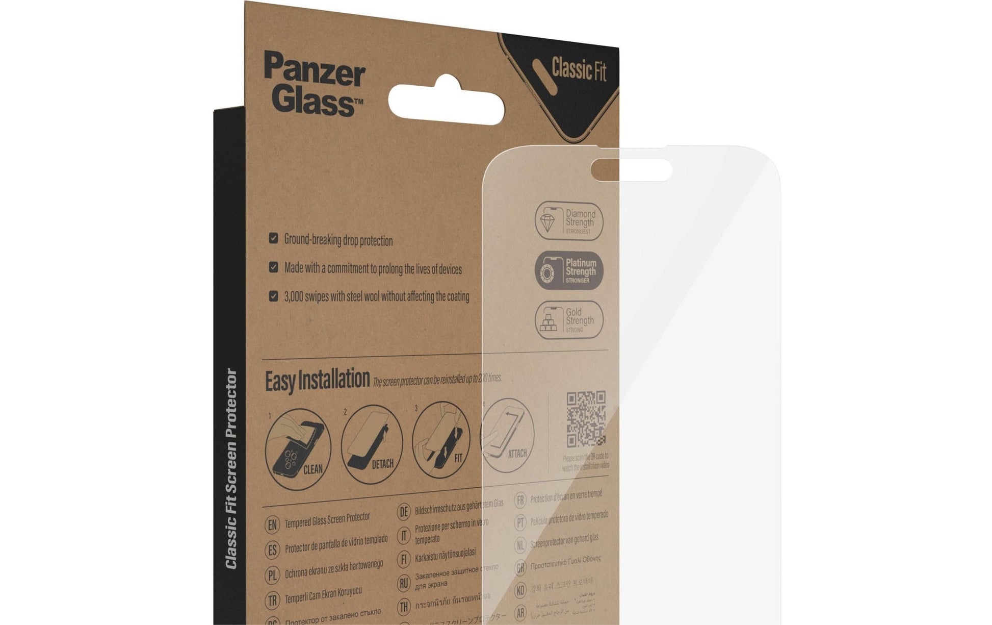 PanzerGlass Displayschutzglas – für Apple iPhone 14 Pro Max, kratzresistent, anti-Fingerprint, Hartglas
