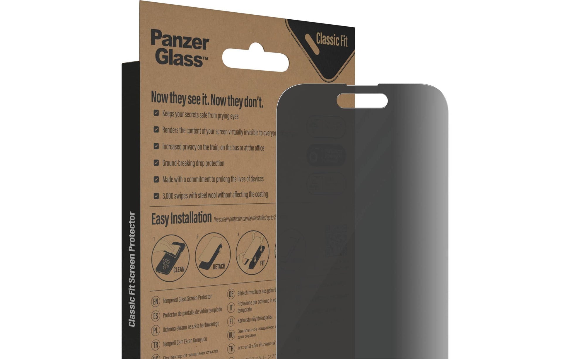 PanzerGlass Privacy-Filter (Panzerglas), Case Friendly – für iPhone 14 Pro