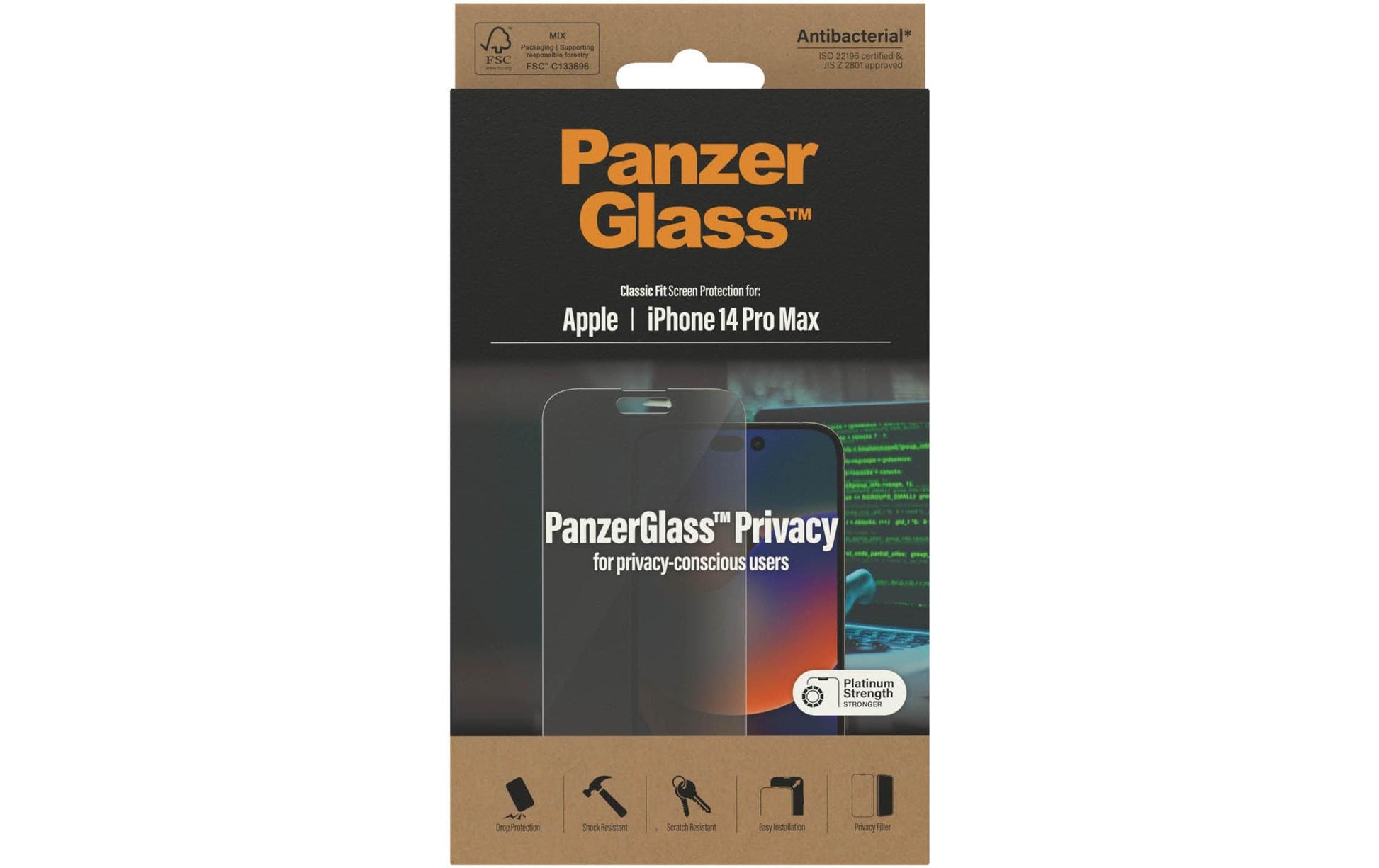 PanzerGlass Privacy-Filter (Panzerglas), Case Friendly – für iPhone 14 Pro Max