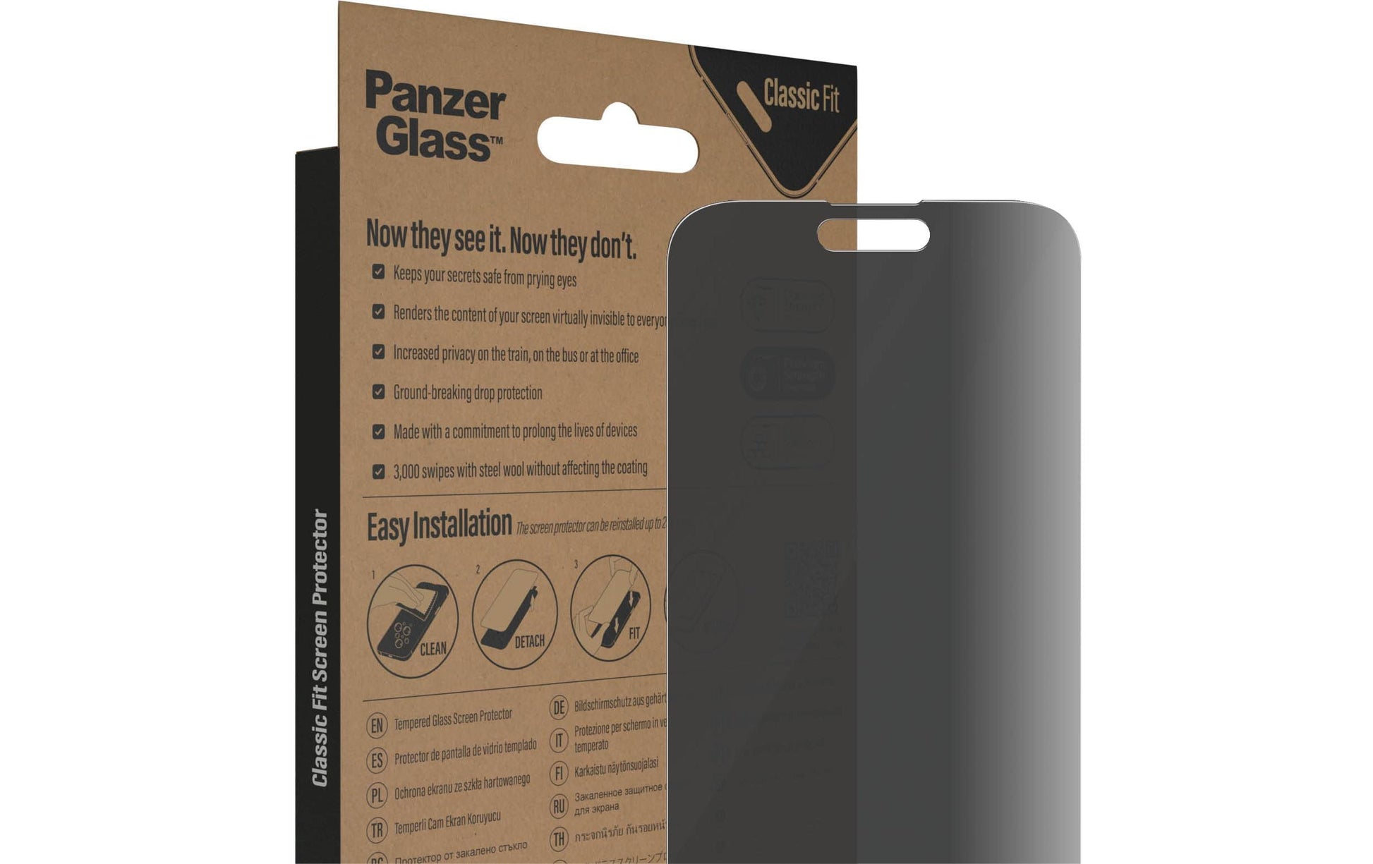 PanzerGlass Privacy-Filter (Panzerglas), Case Friendly – für iPhone 14 Pro Max