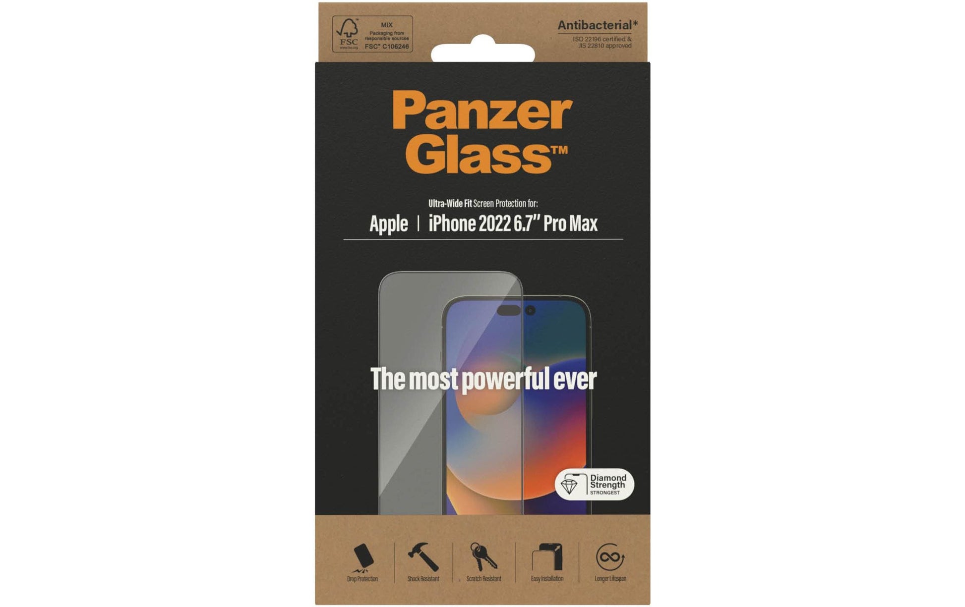 PanzerGlass Displayschutz (Panzerglas), Ultra‑Wide Fit – für iPhone 14 Pro Max