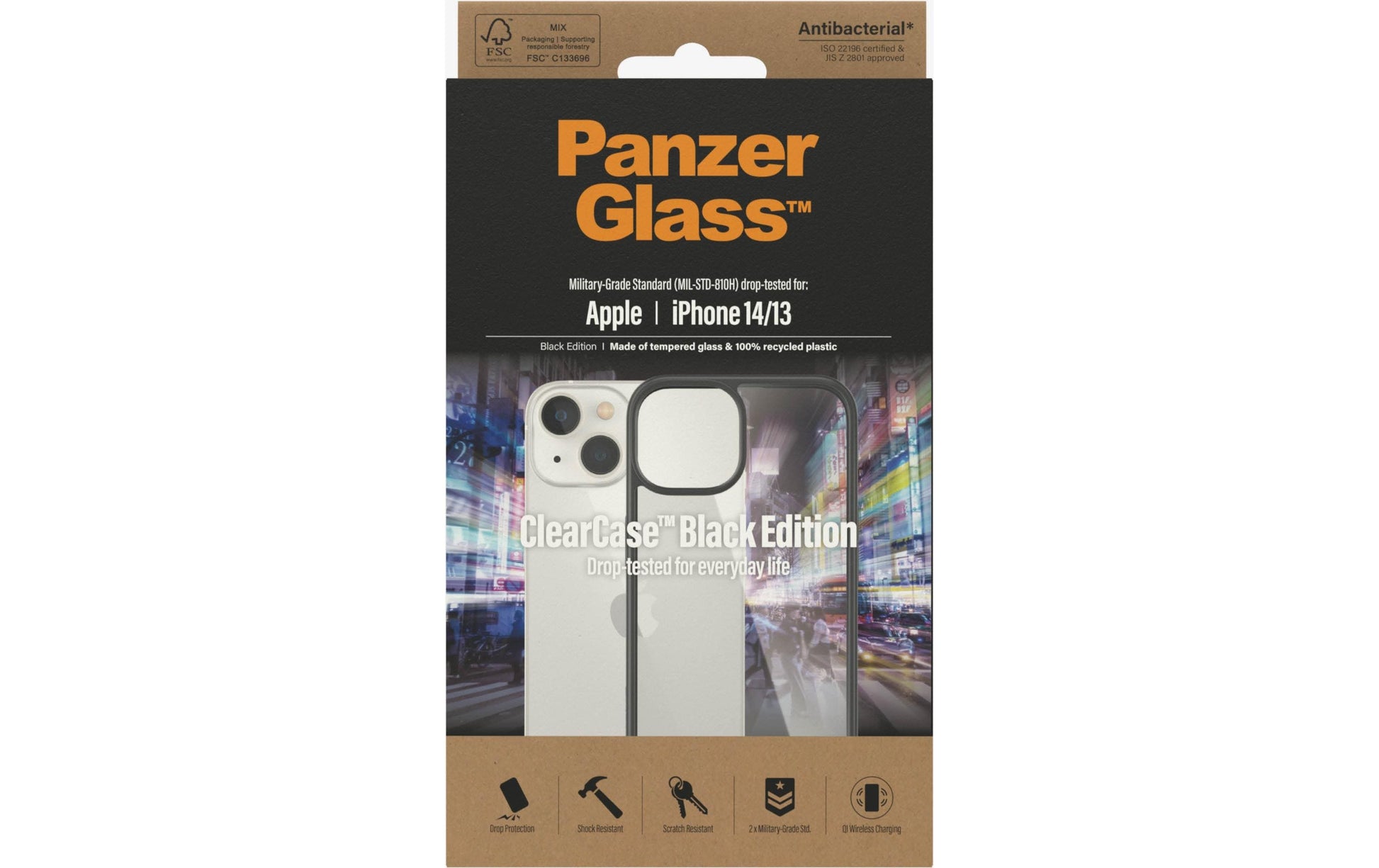 PanzerGlass Backcover – für Apple iPhone 14/13, Gehärtetes Glas+PET, Transparent, bis 2,4 m sturzsicher