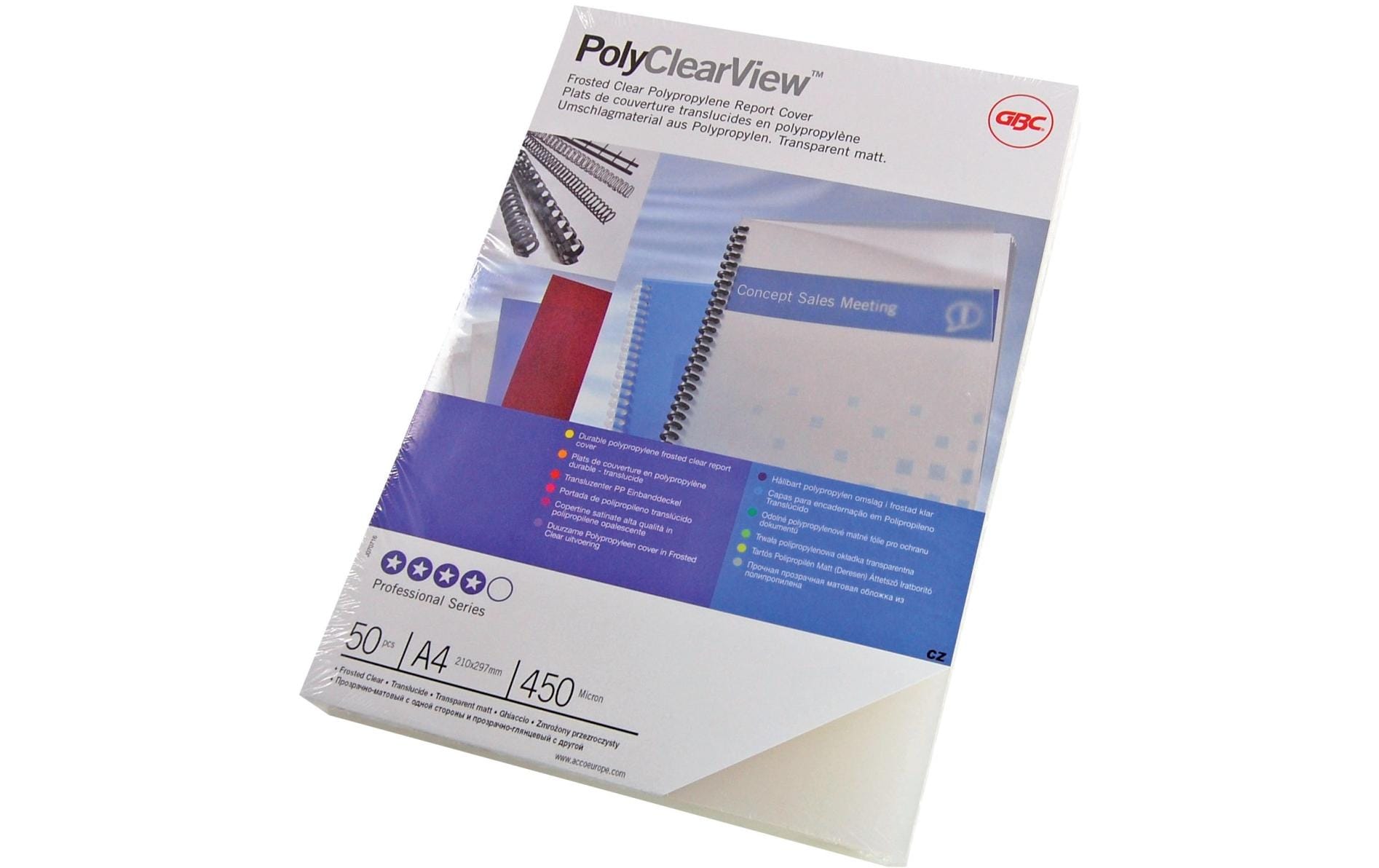 GBC Einbandfolien PolyClearView – A4 (210×297 mm), halbtransparent, Kunststoff – 100 Stk.