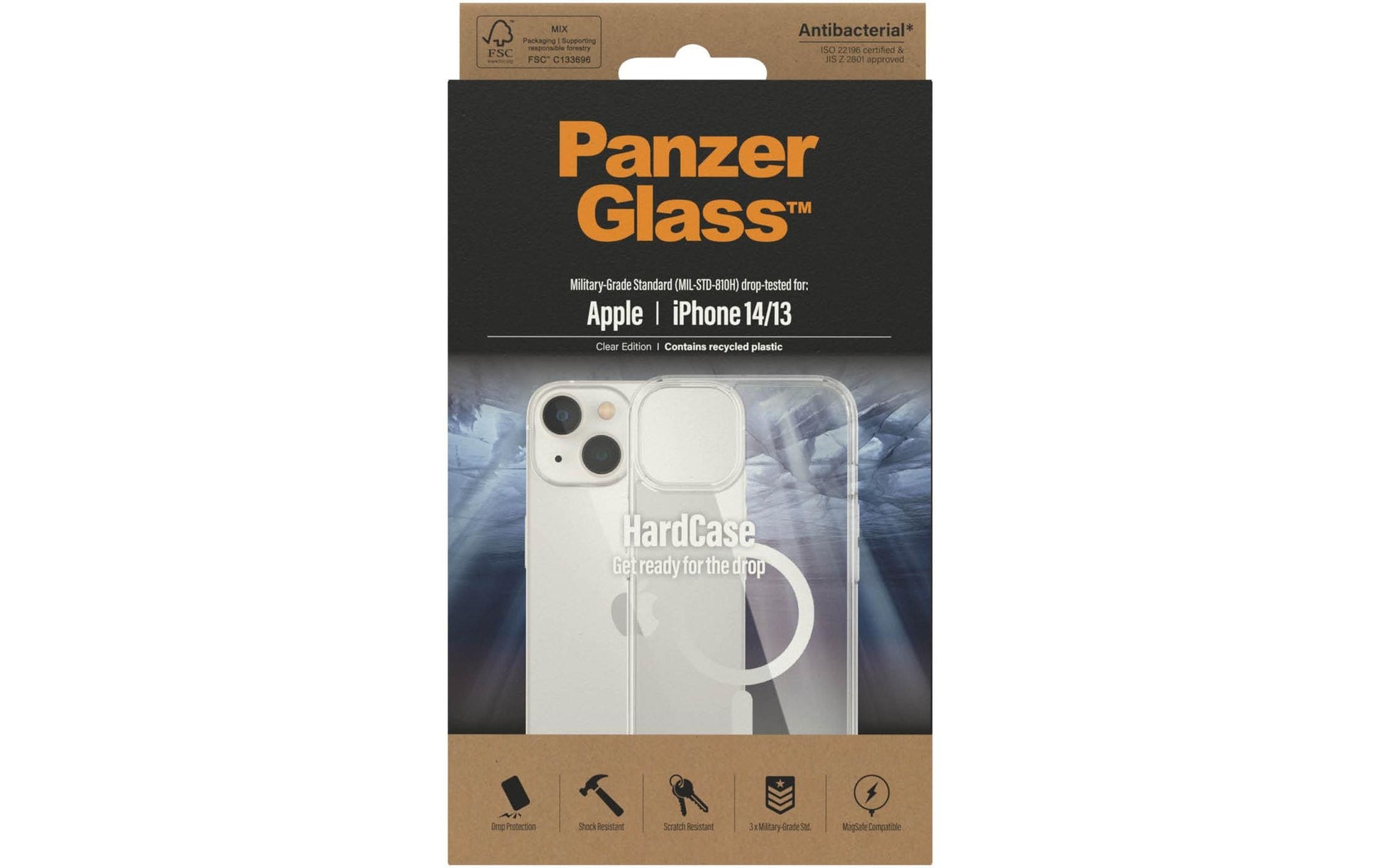 PanzerGlass HardCase Backcover – für Apple iPhone 14/13, Kunststoff, Transparent, bis 3,6 m sturzsicher