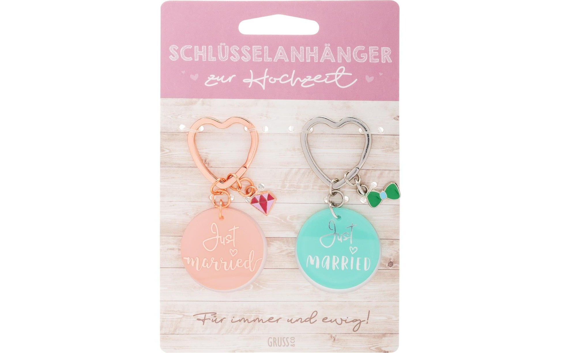 Sheepworld Schlüsselanhänger Just Married – Mehrfarbig, Höhe 83 mm, 2er-Set