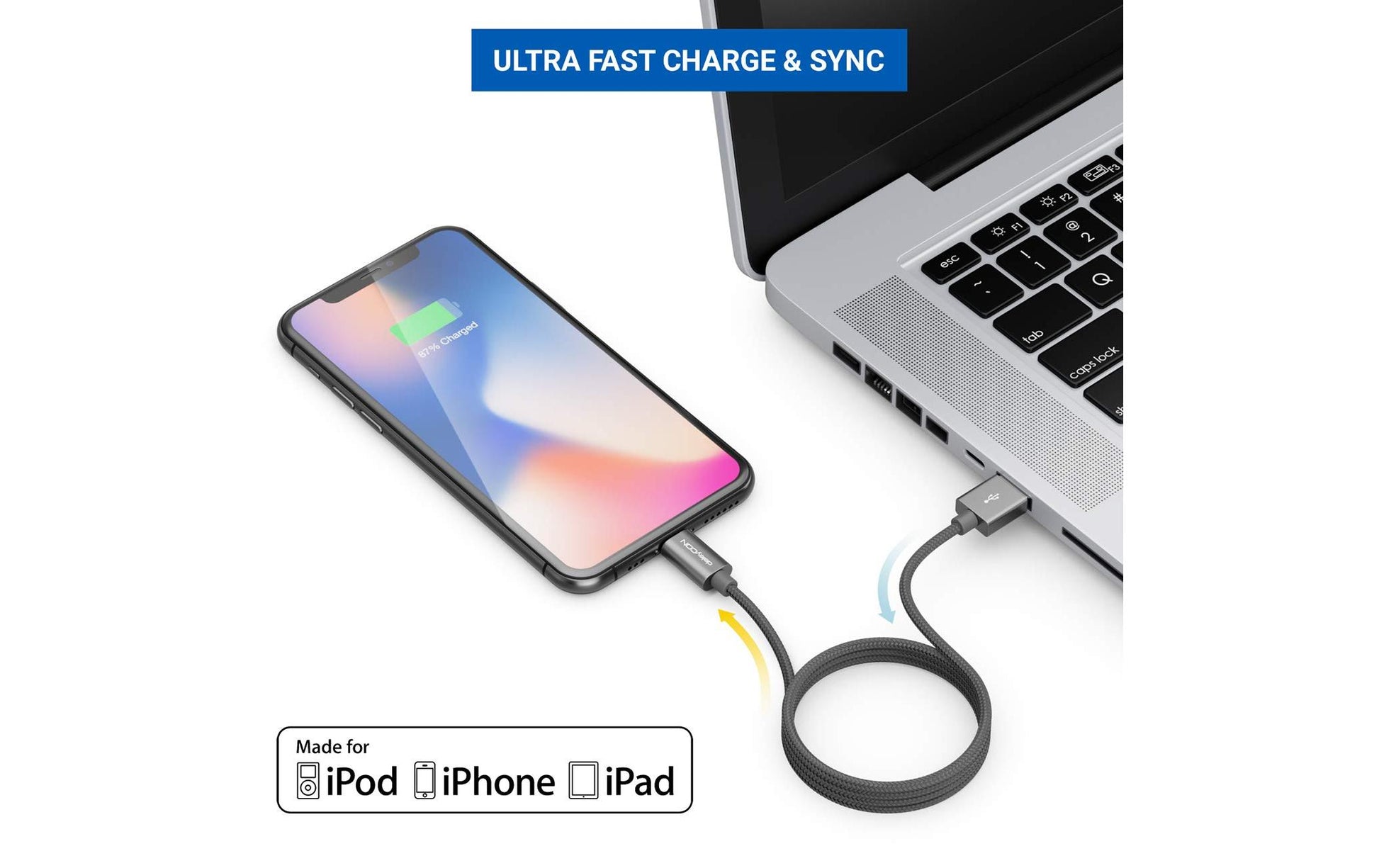 DeleyCON Daten- & Ladekabel – USB-A auf Lightning 0,5 m, MFi zertifiziert, geflochten – für iPhone/iPad