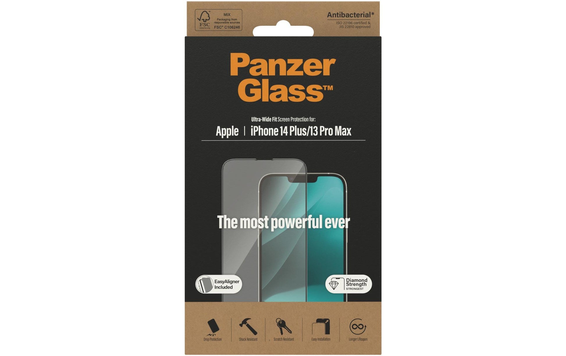 PanzerGlass Displayschutz (Panzerglas), Ultra-Wide Fit – für iPhone 14 Plus/iPhone 13 Pro Max – mit Applikator