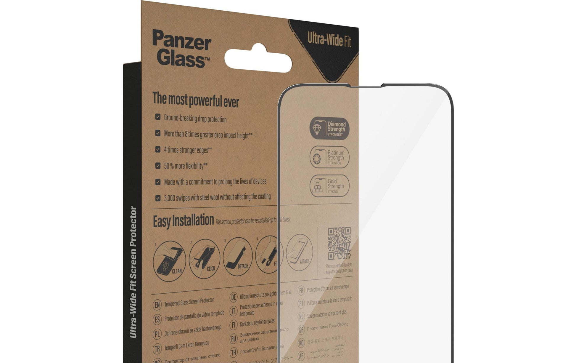 PanzerGlass Displayschutz (Panzerglas), Ultra-Wide Fit – für iPhone 14 Plus/iPhone 13 Pro Max – mit Applikator