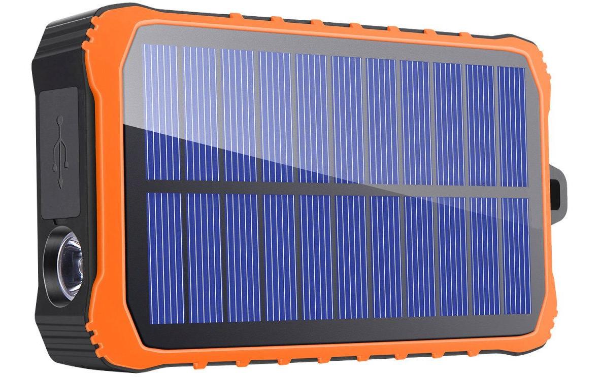 4smarts Powerbank 12000 mAh mit Solarpanel, Schwarz