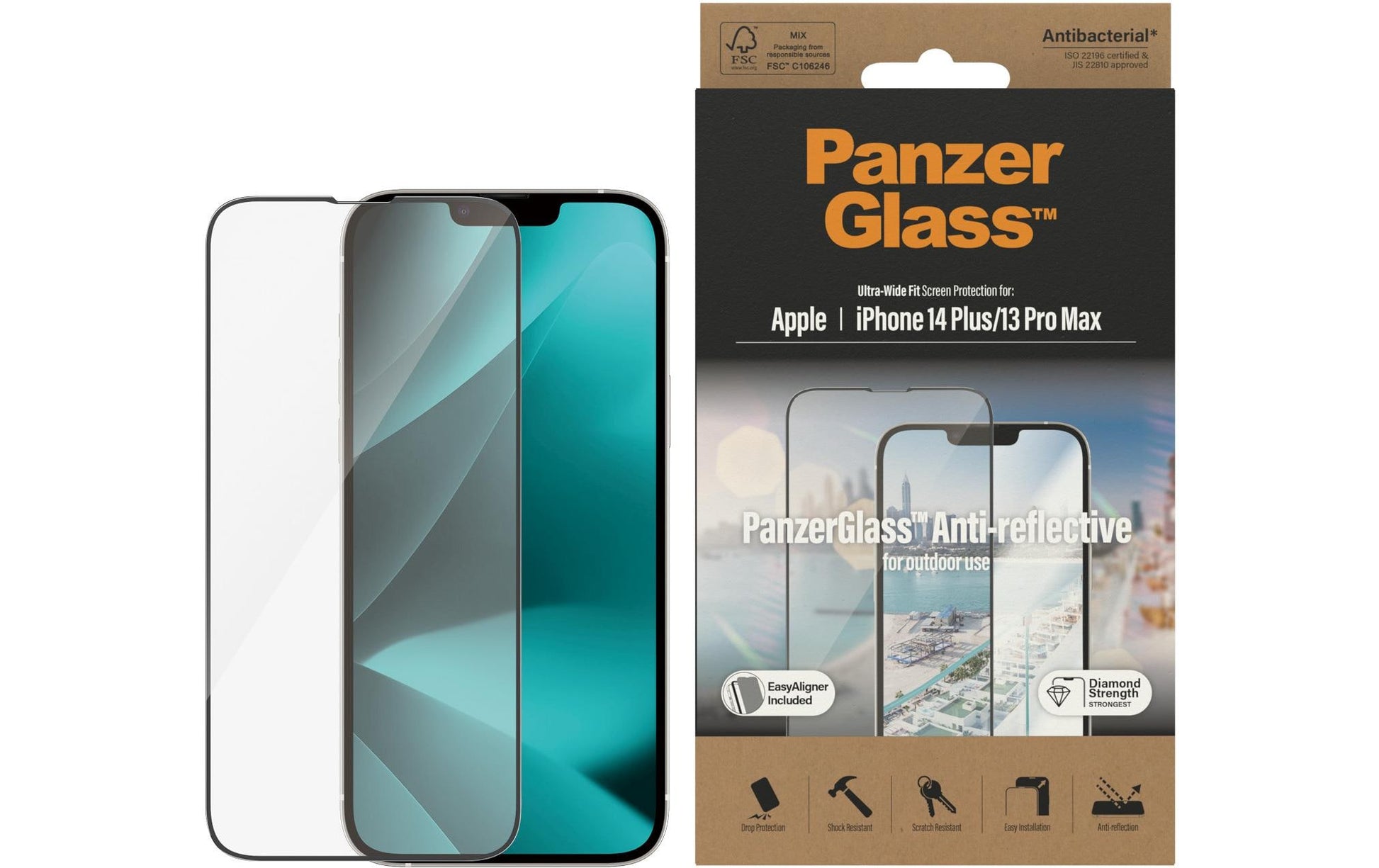 PanzerGlass Displayschutz (Panzerglas) – für iPhone 14 Plus/iPhone 13 Pro Max – mit Applikator